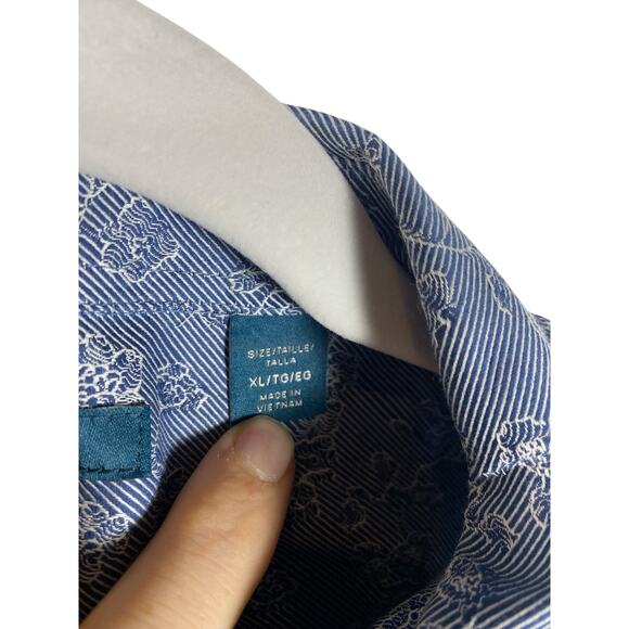 Mens Perry Ellis Blue Floral print slim fit button down Size XL - Picture 7 of 8